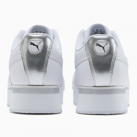 Puma White Roma Amor Leather Metallic Women's Sneakers