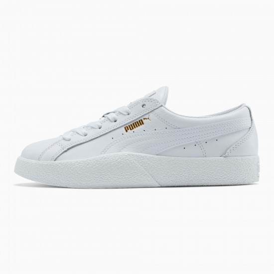 Puma White Love Tumbled Leather Women's Sneakers