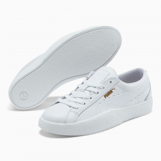 Puma White Love Tumbled Leather Women's Sneakers